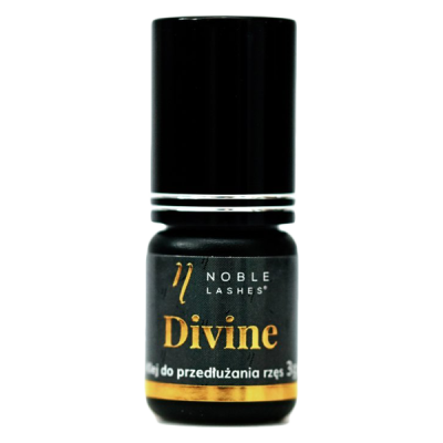 Frasco pequeno preto para pestanas com texto dourado e branco