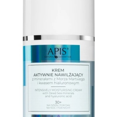 Frasco de creme hidratante APIS azul e branco