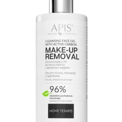 Frasco branco com válvula pump para gel de limpeza facial APIS com carvão ativo