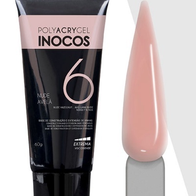 Bisnaga de Polyacrygel Inocos Nude Avelã com amostra da cor