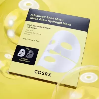 Caixa da máscara facial COSRX Advanced Snail Mucin Glass Glow Hydrogel