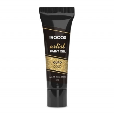 Tubo preto de gel de pintura para unhas INOCOS com texto dourado