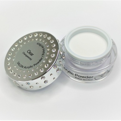 Frasco de pó acrílico para unhas translúcido com tampa decorada com pedras brilhantes
