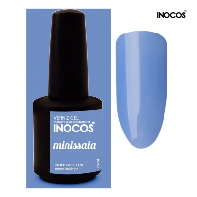 Verniz gel INOCOS minissaia azul claro com amostra de cor
