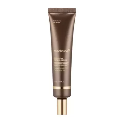 Serum facial Medicube Deep Vita A Retinol em tubo marrom com tampa dourada