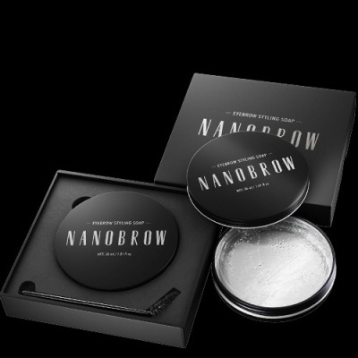 Conjunto de sabão para sobrancelhas Nanobrow preto com tampa redonda e escovinha