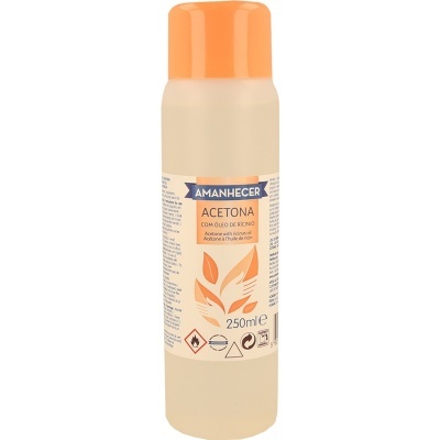 Frasco de acetona com óleo de rícino da marca AMANHECER, 250 ml