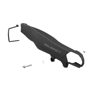 Protetor de corrente preto para bicicleta com parafusos e suportes