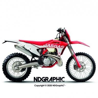 Motocross GASGAS vermelho, branco e preto em fundo branco