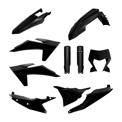 Conjunto de carenagens pretas de plástico brilhante para motocicleta