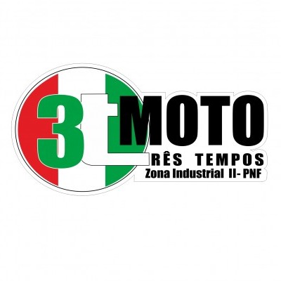 Logótipo com texto 3t MOTO RÊS TEMPOS Zona Industrial II - PNF e cores da bandeira italiana
