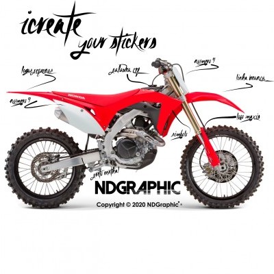 motocross vermelha com texto icreate your stickers