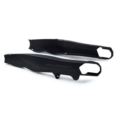 Par de protetores de corrente pretos para motocicleta com logo POLISPORT