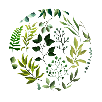 Padrão redondo de folhas verdes variadas sobre fundo preto