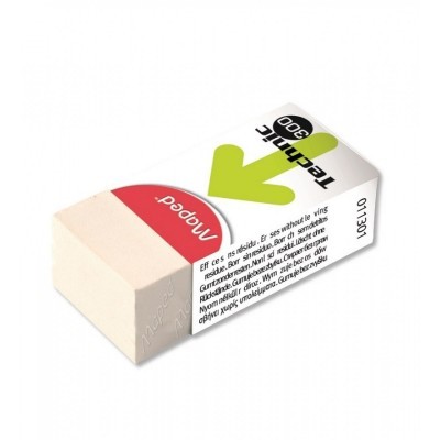 apagador quadrado branco com embalagem papel vermelho e branco