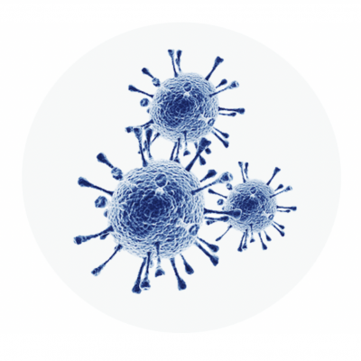 Representação digital de vírus azul com projeções