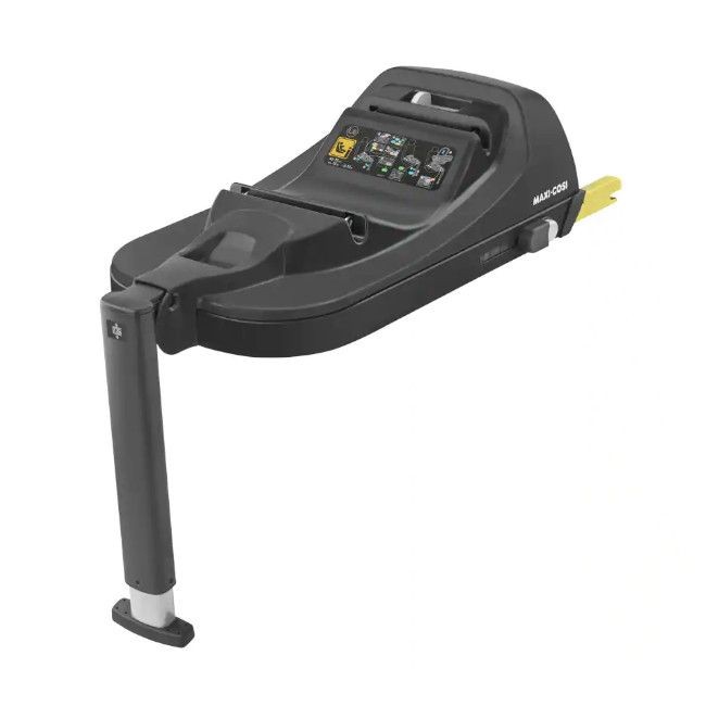 Base preta para cadeira auto infantil Maxi-Cosi com suporte ajustável.