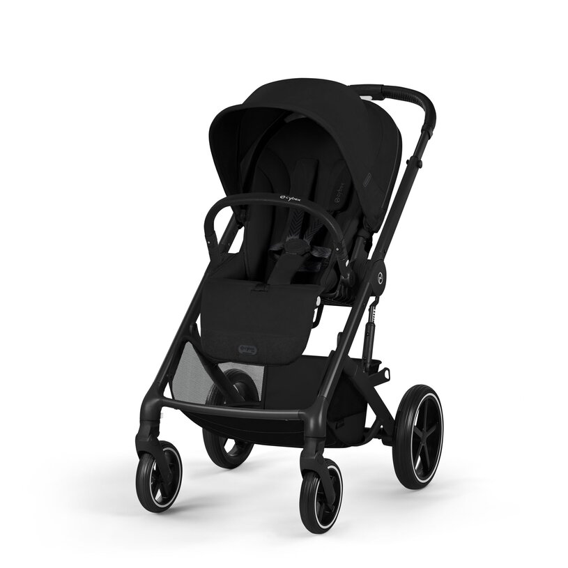 Carrinho de bebé preto Cybex com rodas e capota