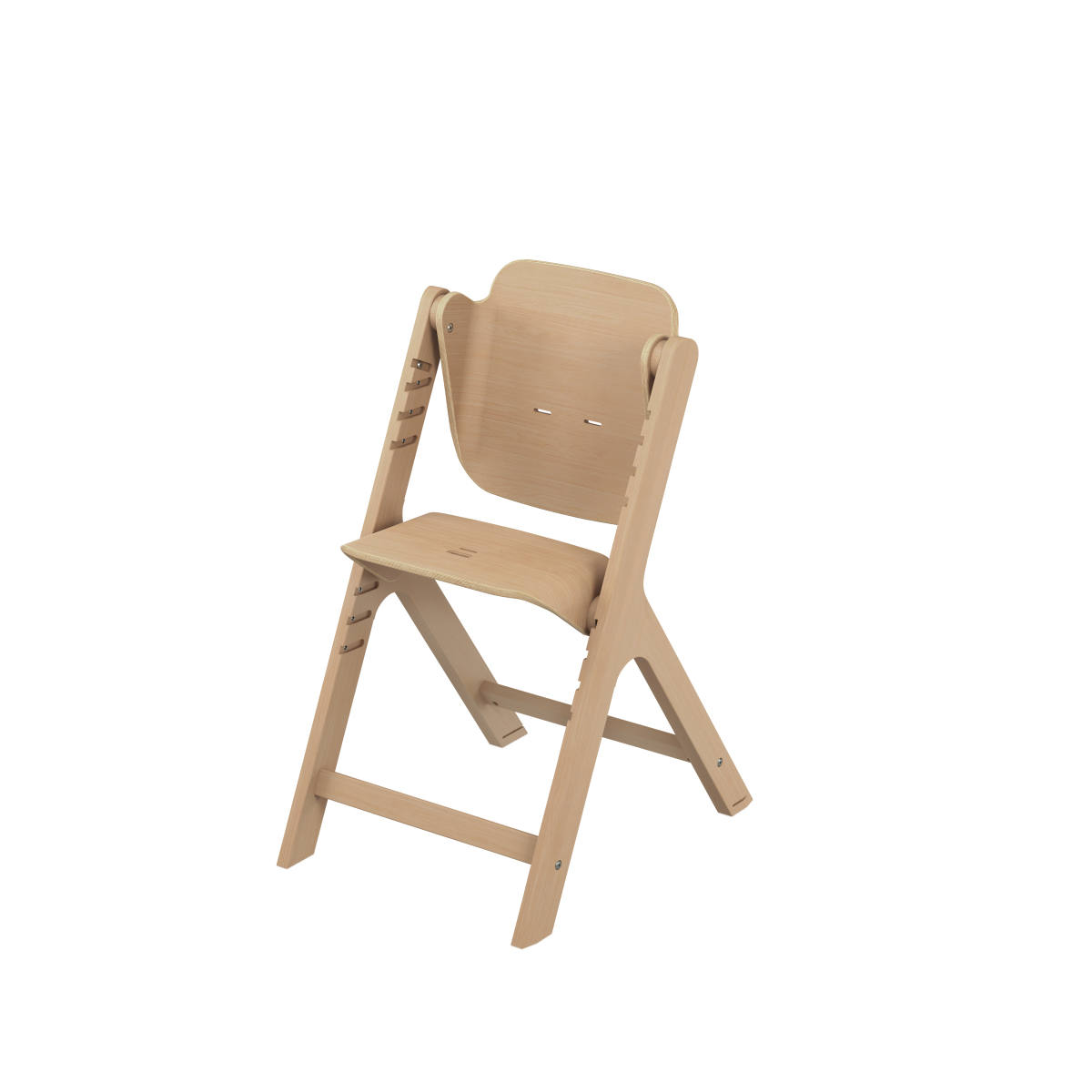 Cadeira dobrável em madeira clara com encosto e assento lisos