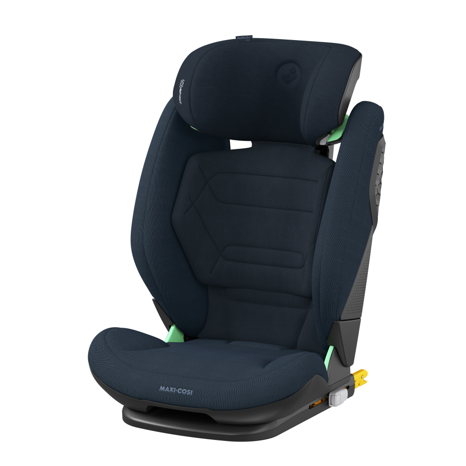 Cadeira auto Max-Cosi azul escura com apoio cabeça e base ISOFIX