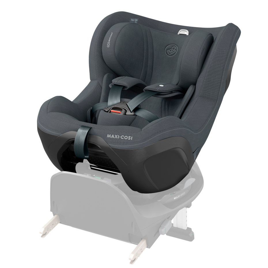 cadeira auto Maxi-Cosi cinza escuro com arnês e base ISOFIX