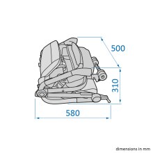 Carrinho de bebé dobrado cinzento com medidas 580x500x310 mm