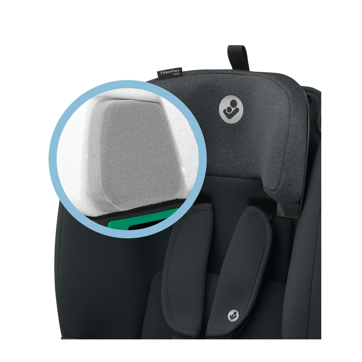 cadeira auto criança tecido cinza escuro proteção lateral espuma