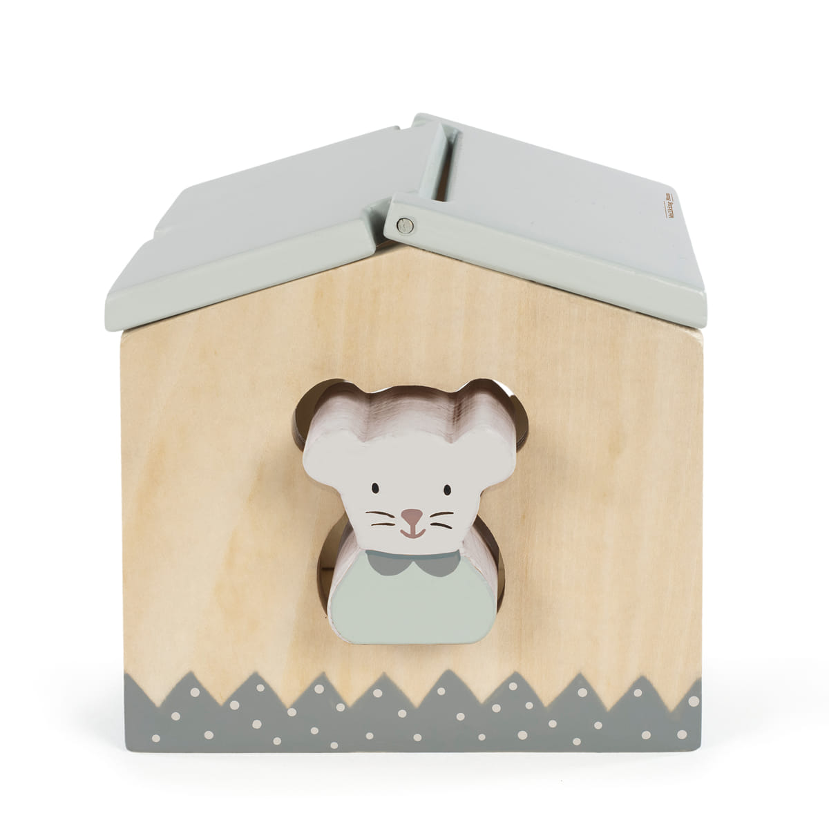 Casa de madeira com figura de rato pintada