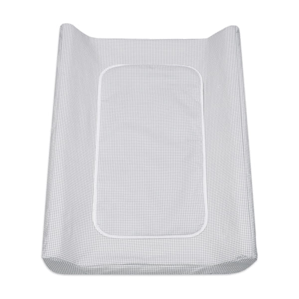 Muda-fraldas xadrez cinzento e branco com bordas elevadas