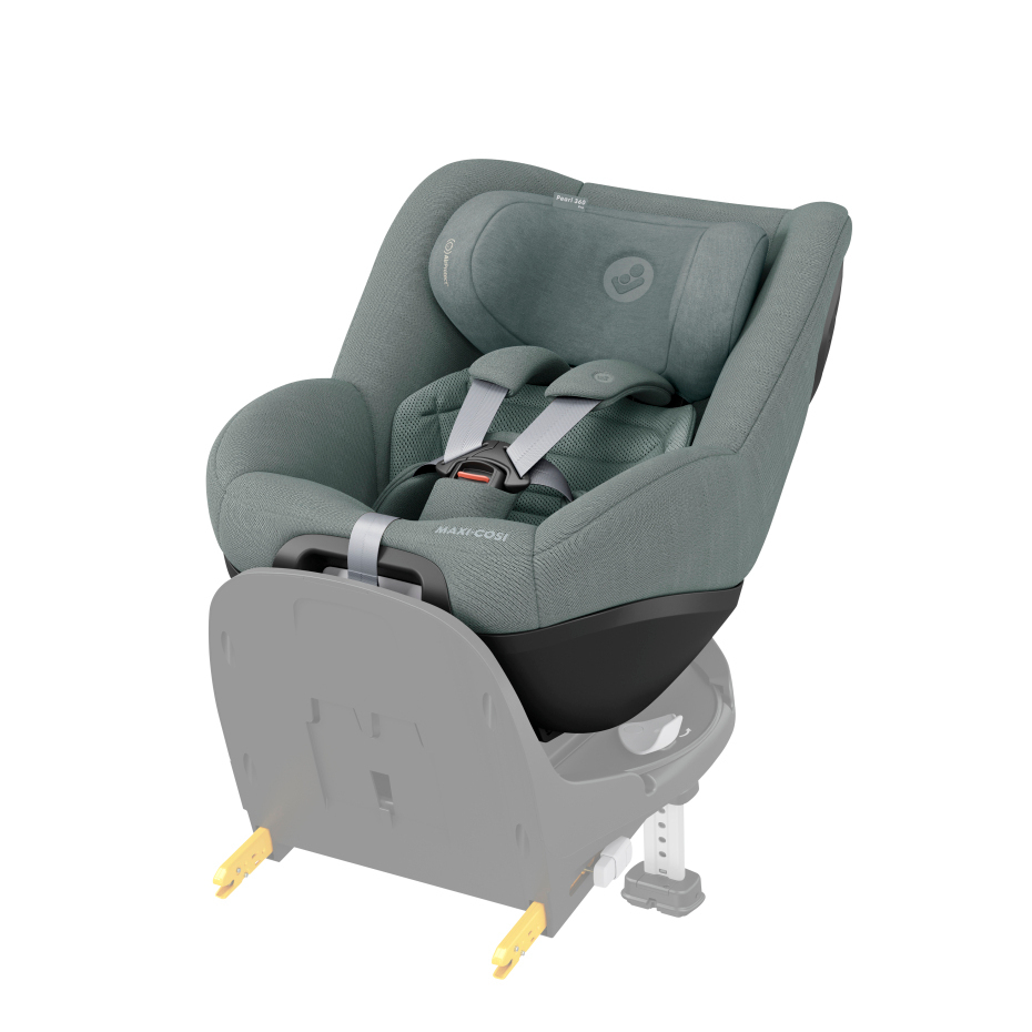 cadeira auto bebé cinza com arnês e base ISOFIX preta