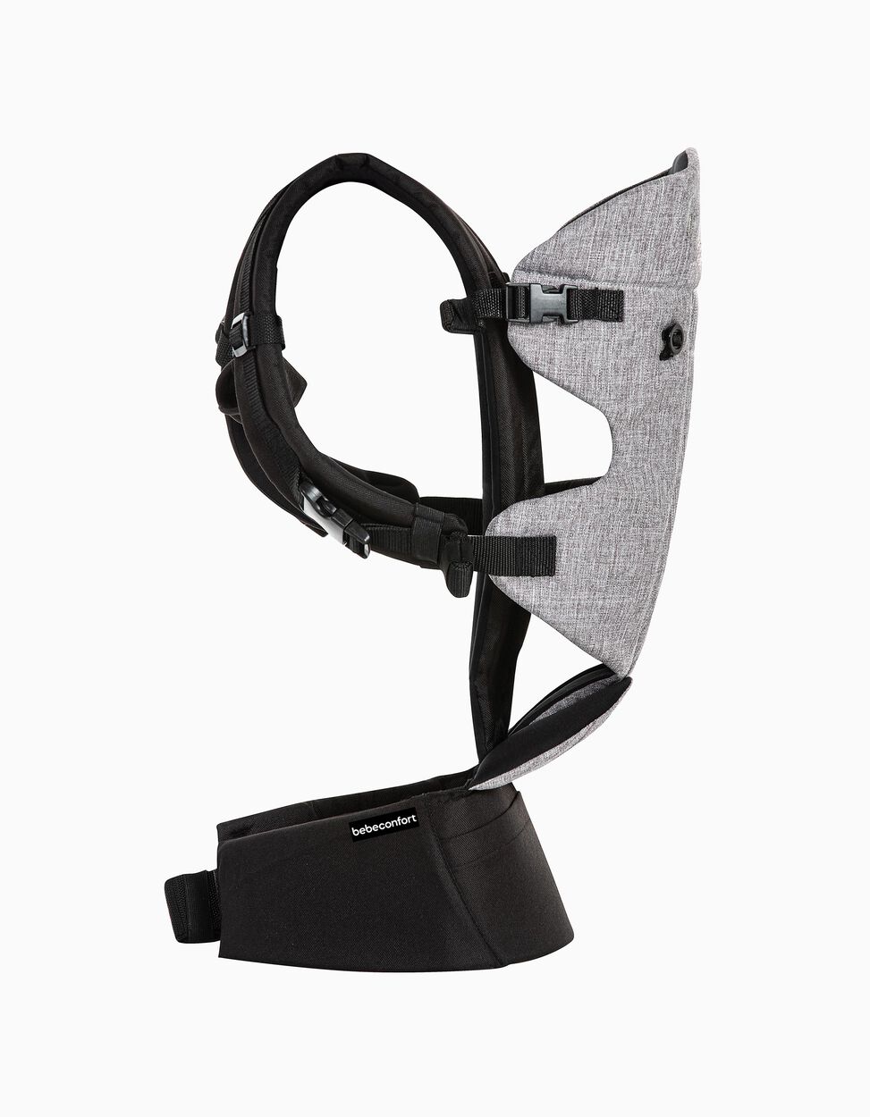 Canguru para bebé cinza e preto com alças ajustáveis e suporte lombar