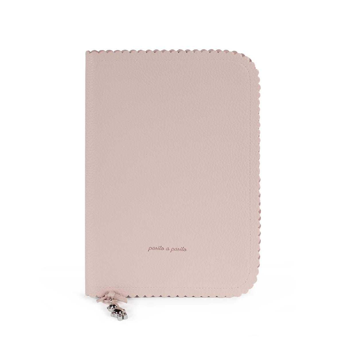 Capa rosa claro para agenda ou passaporte com texto petite a petite