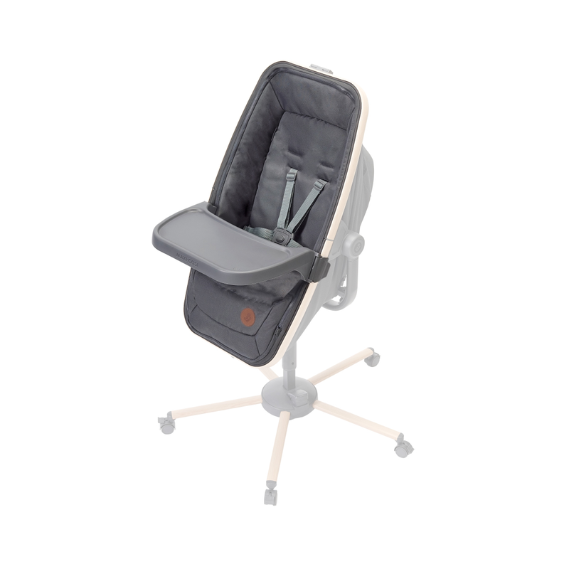 Cadeira alta para bebé cinzenta com bandeja e arnês