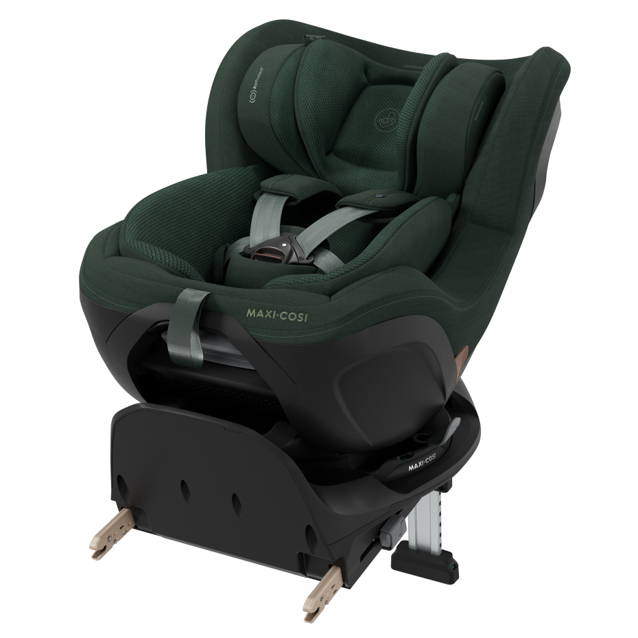 Cadeira auto Maxi-Cosi verde com fixação ISOFIX em fundo branco