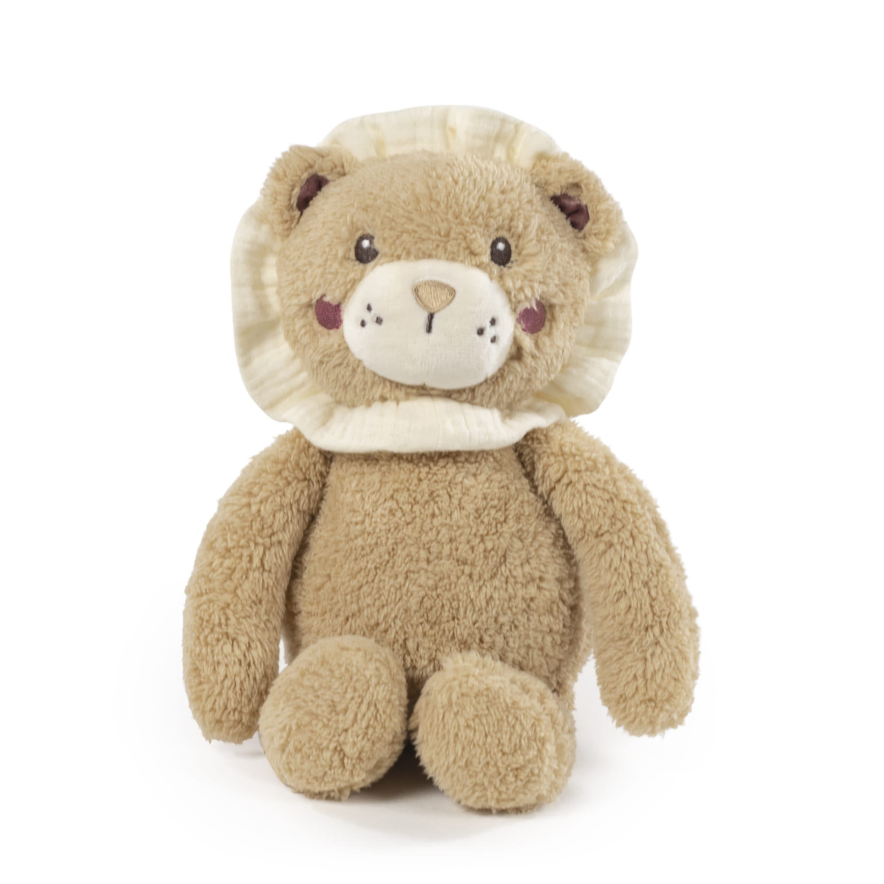 Urso de peluche castanho claro com gola creme