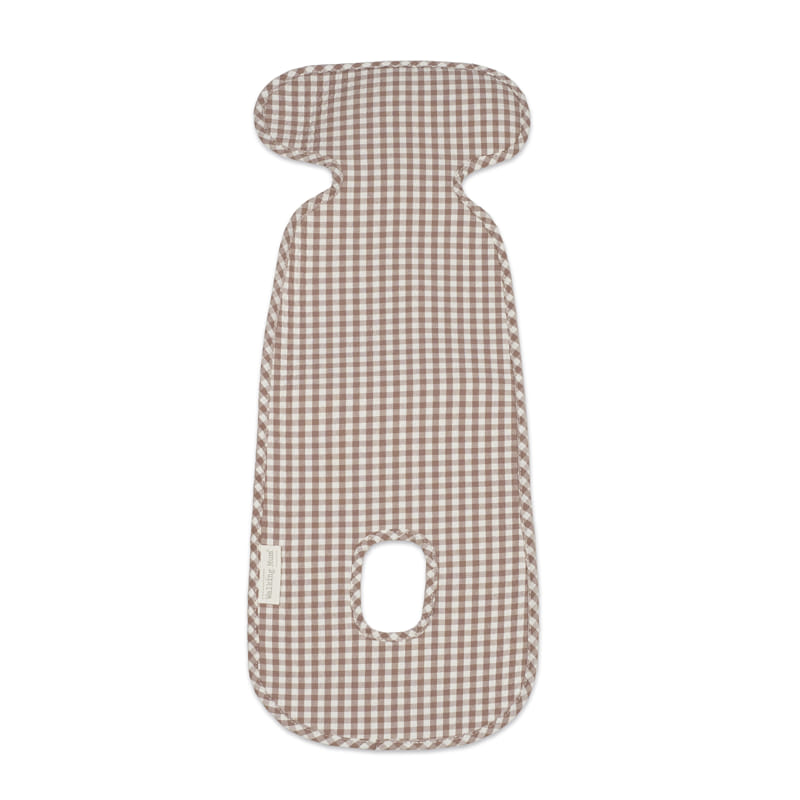 almofada padronizada para carrinho de bebé com quadrados marrons e brancos