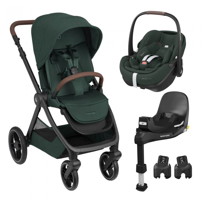 Conjunto de carrinho de bebé Maxi-Cosi com ovo auto infantil e base de fixação