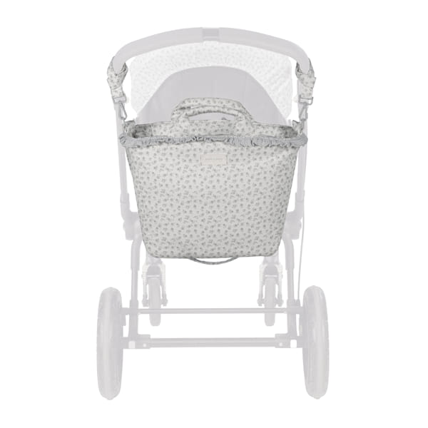 Saco para carrinho de bebé cinza com padrão de folhas
