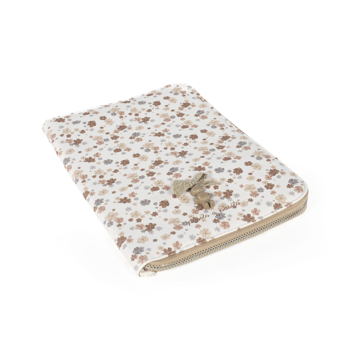 Capa protetora com padrão floral e fecho de correr