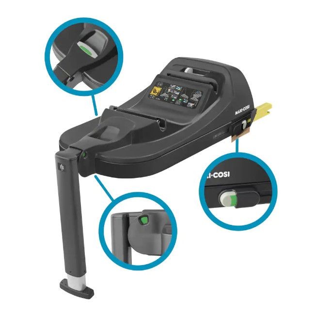 Base para cadeirinha auto preta com suporte telescópico ajustável cinzento e amarelo