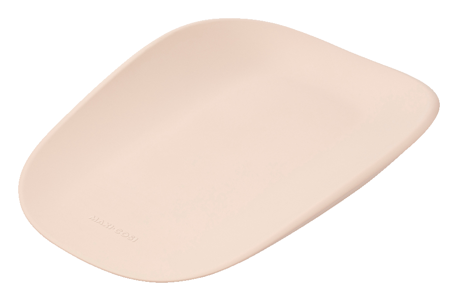 Prato retangular bege com cantos arredondados