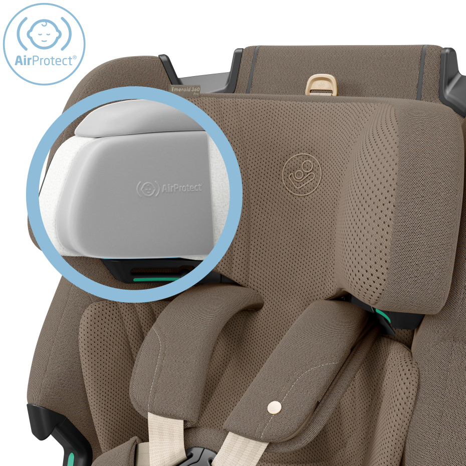Cadeira auto castanha para crianças com proteção AirProtect e arnês bege