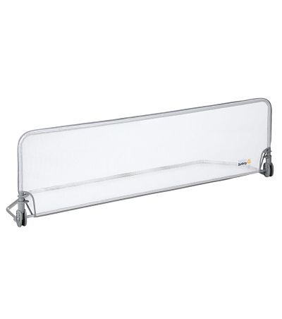 Grade de proteção para cama Safety 1st com estrutura metálica cinza e rede branca