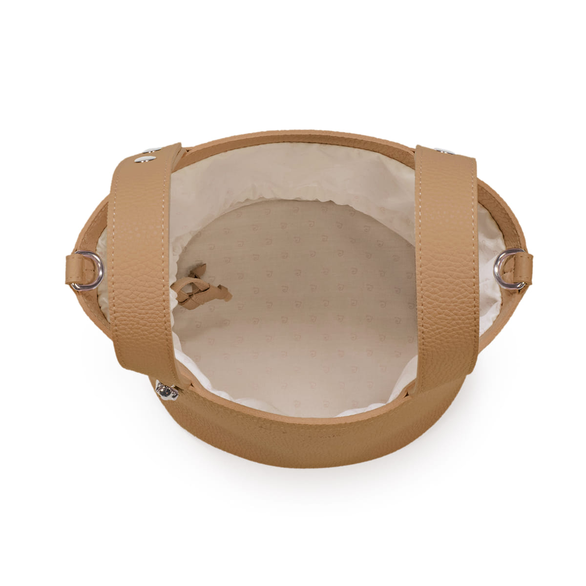 Mala de mão castanha com interior bege e alças largas