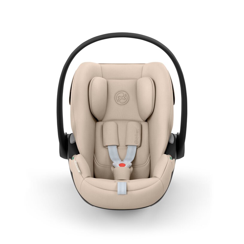 Cadeira auto para bebé bege com arnês cinza
