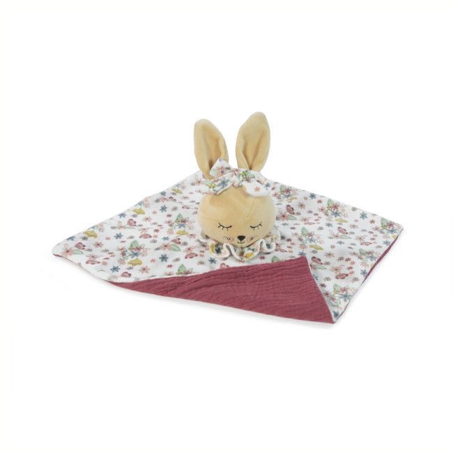 Manta de bebé com cabeça de coelho e padrão floral