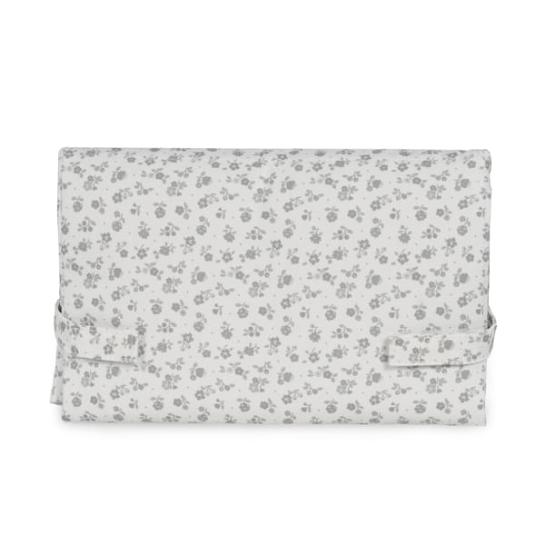 Trocador portátil branco com padrão floral cinzento