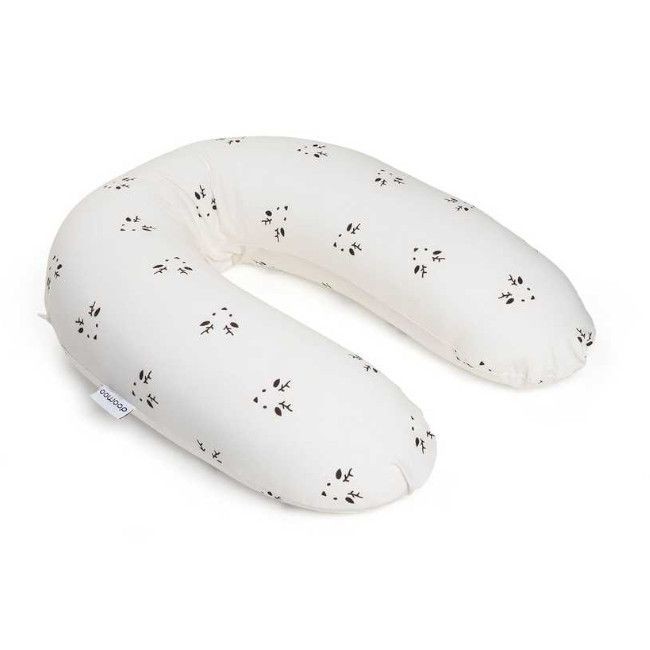 Travesseiro em U branco com padrão floral preto