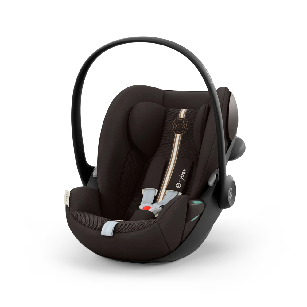 Cadeira auto para bebé preta Cybex com arnês cinzento e faixa bege