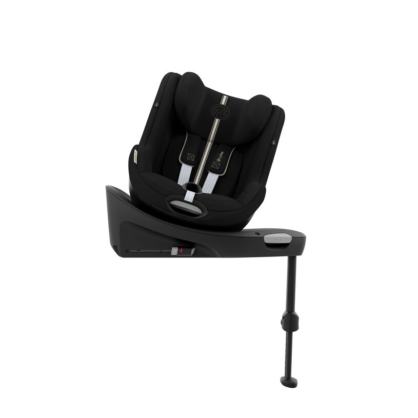 Cadeira auto para bebé preta com suporte e cintos de segurança